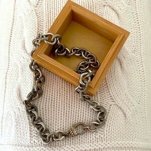 Judith Ripka Sterling Silver textured link necklace.